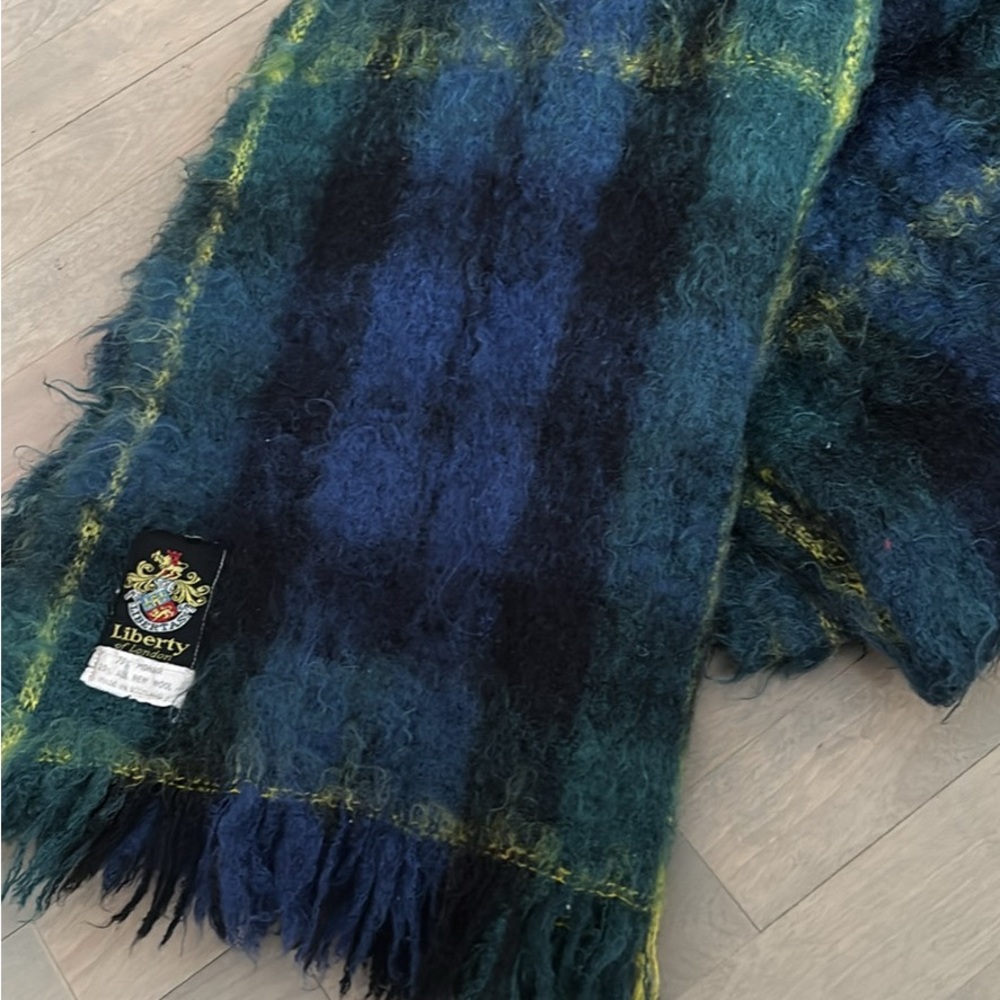 Liberty Blue and Green Plaid throw blanket